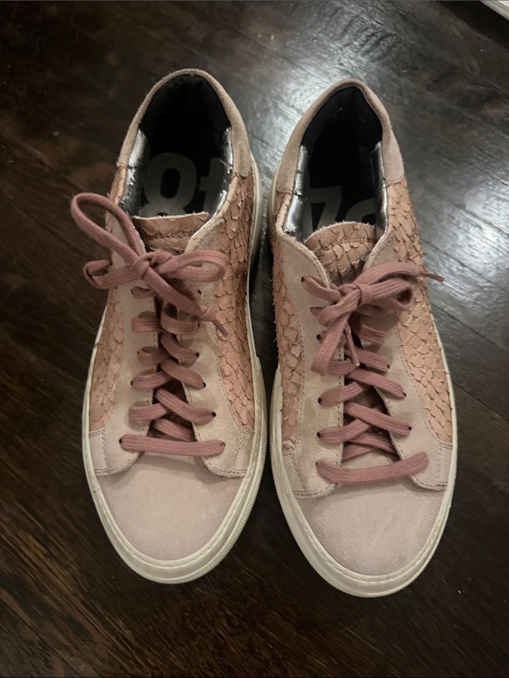 P448 Blush Pink Lace-Up Low Top platform Sneakers